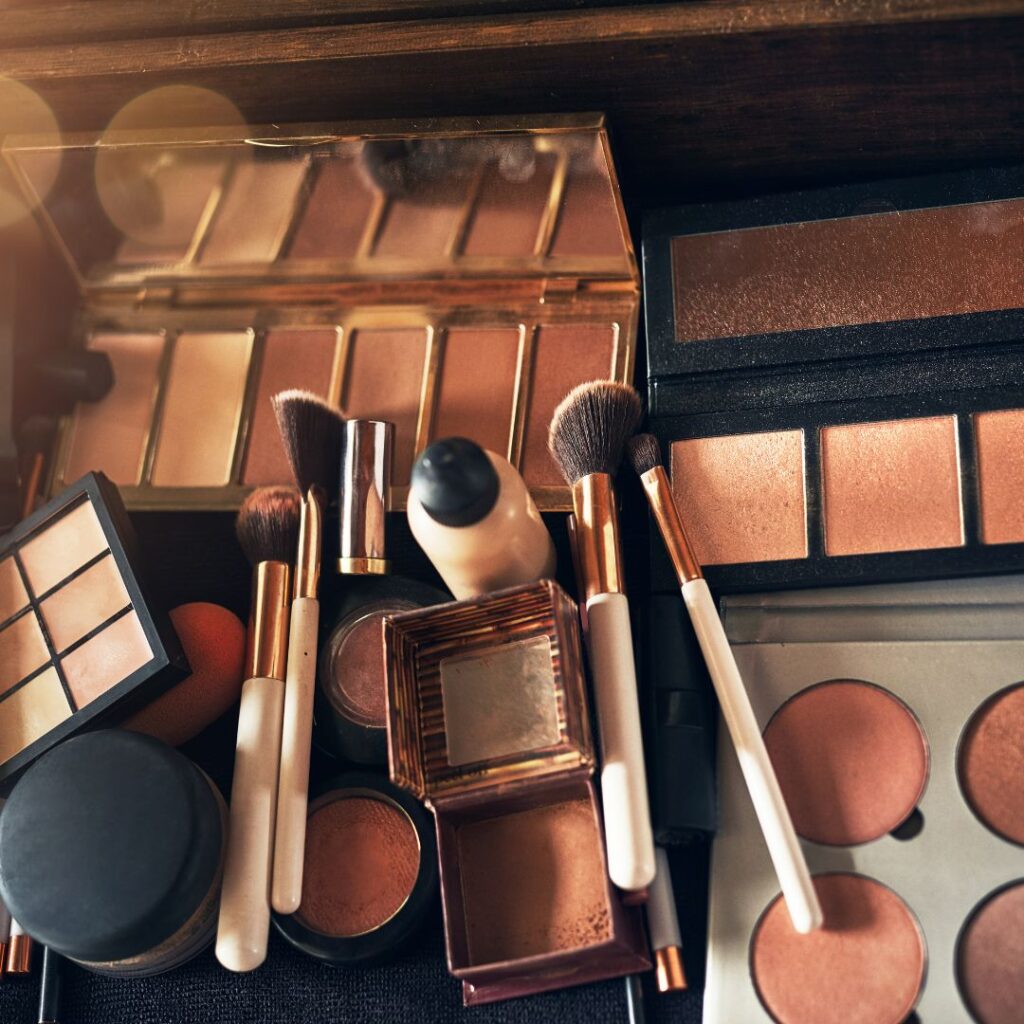 Makeup artist's dream - a collection of makeup products and brushes